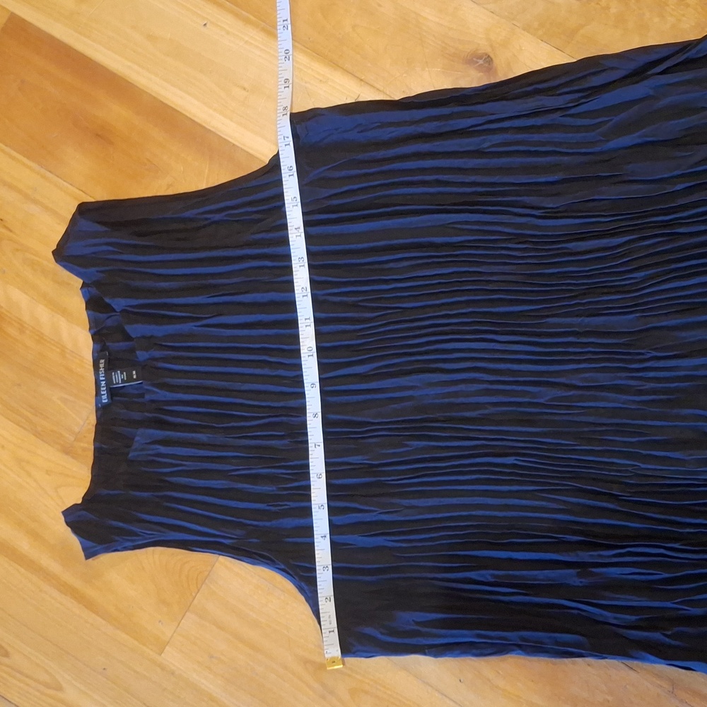 Eileen Fisher Crushed Silk Long Tank Top Navy Blue Size Medium - Picture 7 of 10